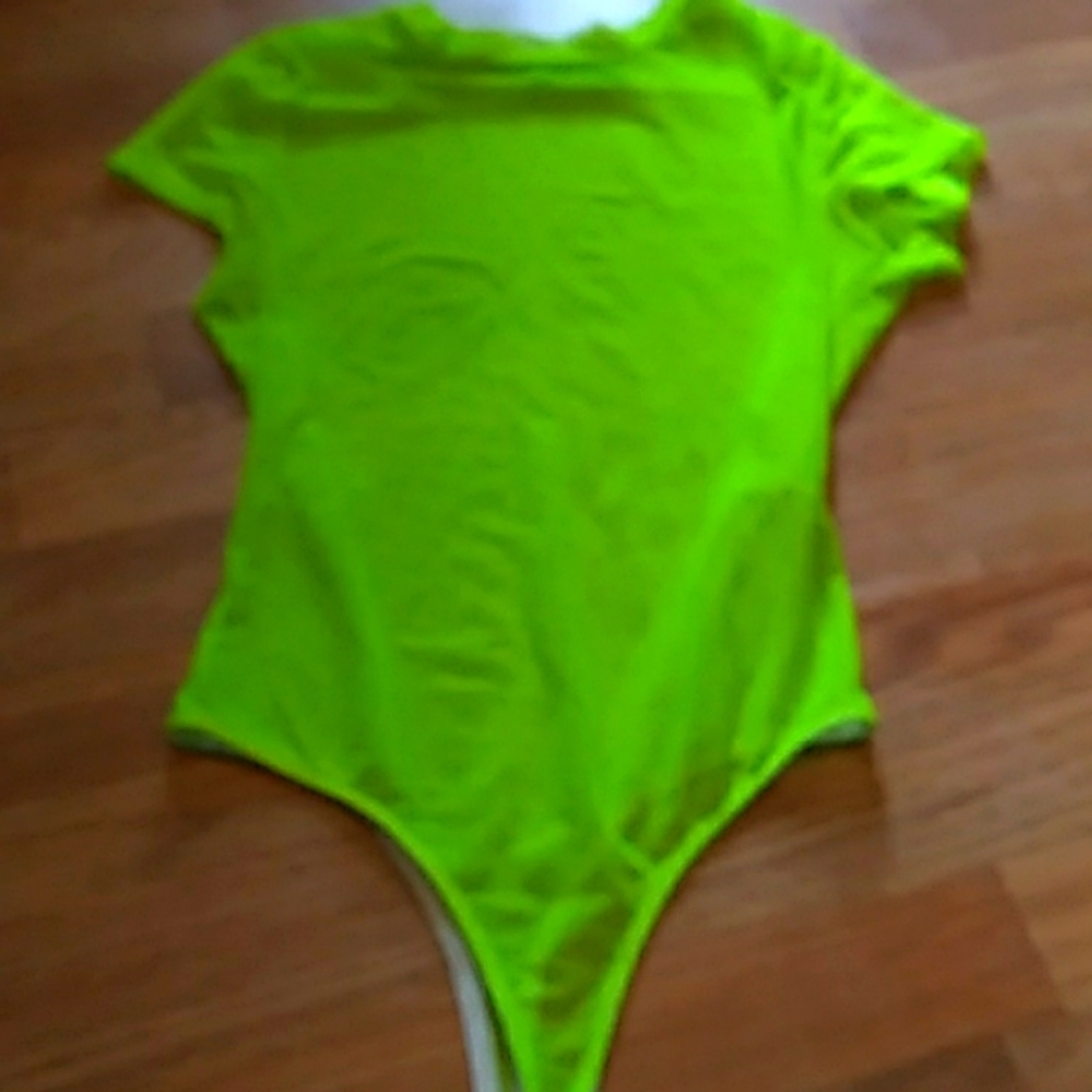 Yellow see through body suit